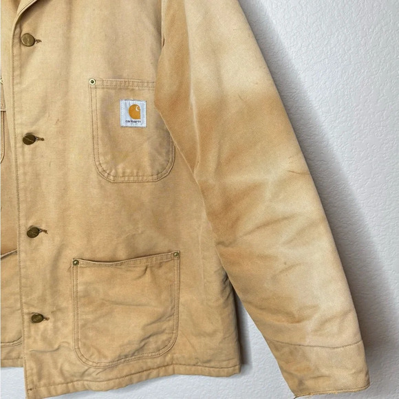 Vintage Carhartt Mens Utilitarian Chore Jacket Size L/XL Blanket Lined - Picture 3 of 15